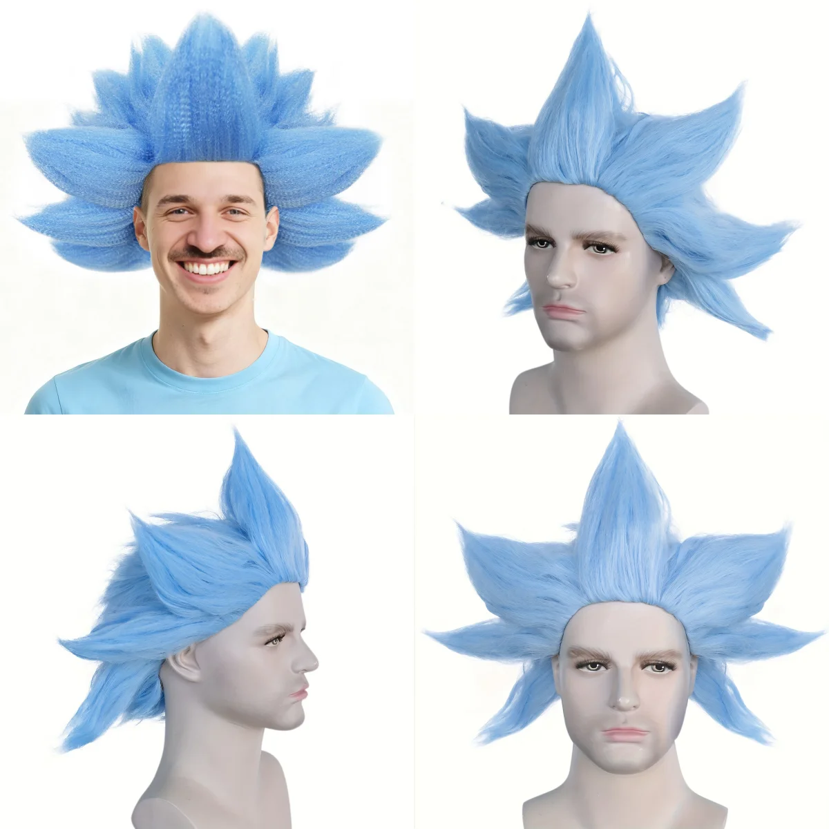 Peluca corta sintética de cosplay de flor de sol azul para fiesta de Halloween, carnaval, cabello COS