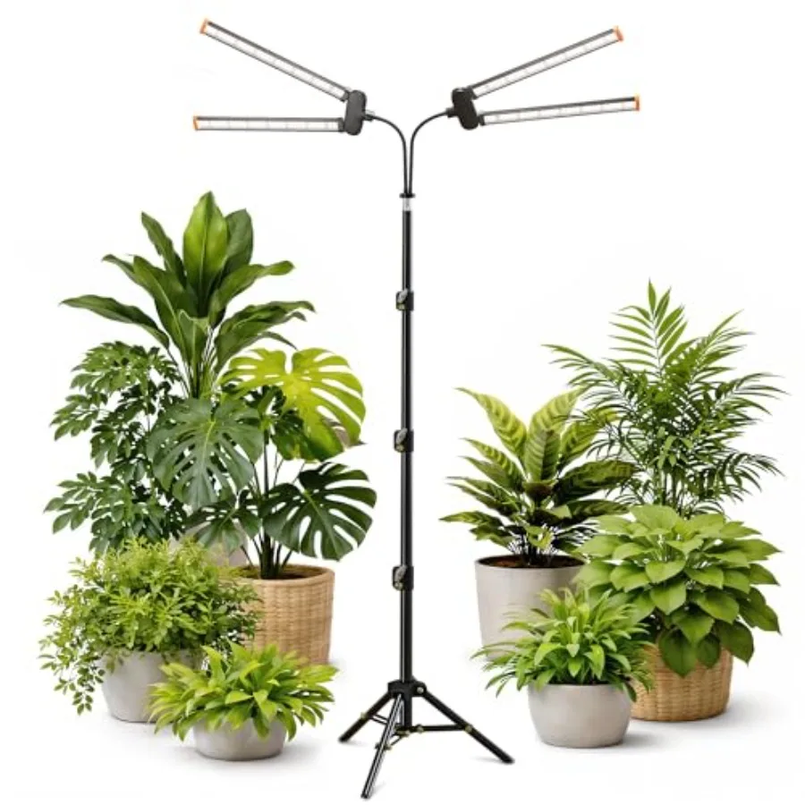 

Светодиодная лампа для растений 2026, напольная, 6000K, белый свет, полный спектр, для высоких и крупных комнатных растений, регулируемая высота 17-61 дюйм (полная или половинная высота)