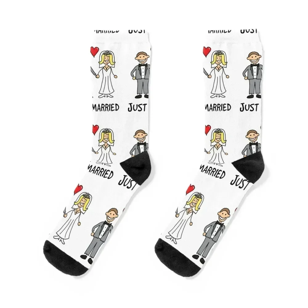 

Just Married Bride And Groom Cartoon Socks happy warm winter cartoon Men's Socks Luxury Women's