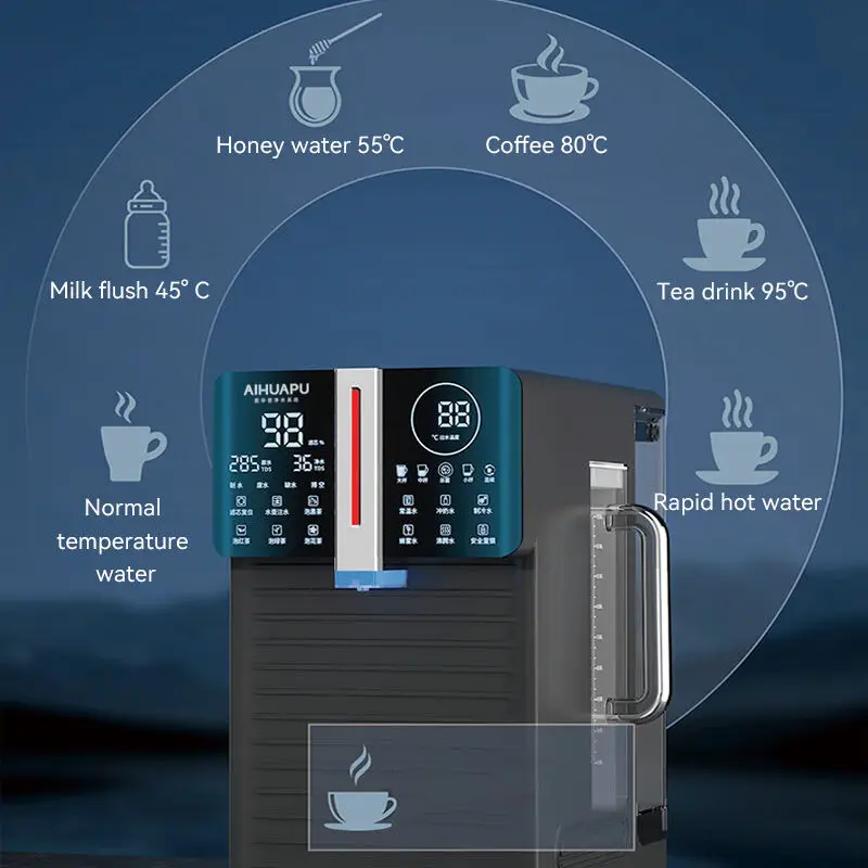 No-install Instant Hot RO Water Purifier, Desktop Strontium Mineral Drinking Machine for Healthy Direct Drink