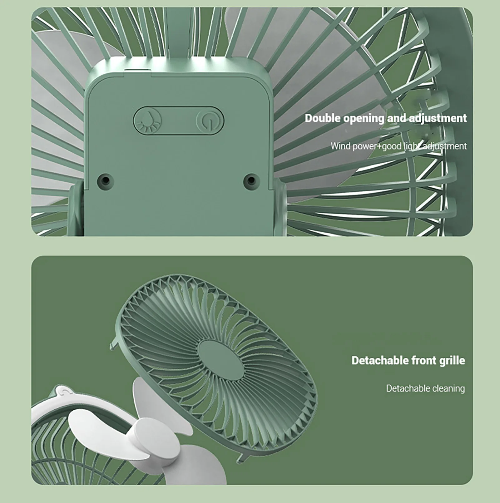 Ventilador de mesa de refrigeración portátil con luz recargable, ventilador de viaje para Camping, oficina, escuela, reunión de clase