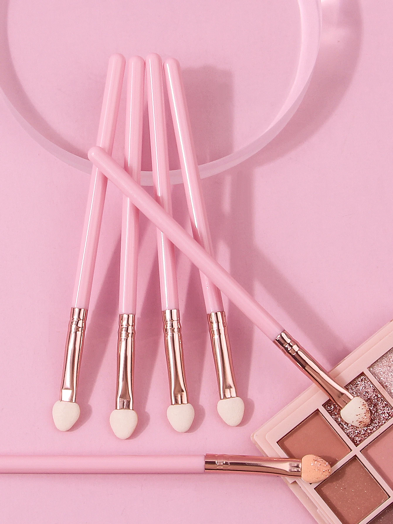 6PCS 핑크 아이섀도 브러쉬 세트, 스펀지 아이섀도 스틱, 블렌딩 브러쉬, 컨실러 브러쉬, 다기능 아이 메이크업 브러쉬