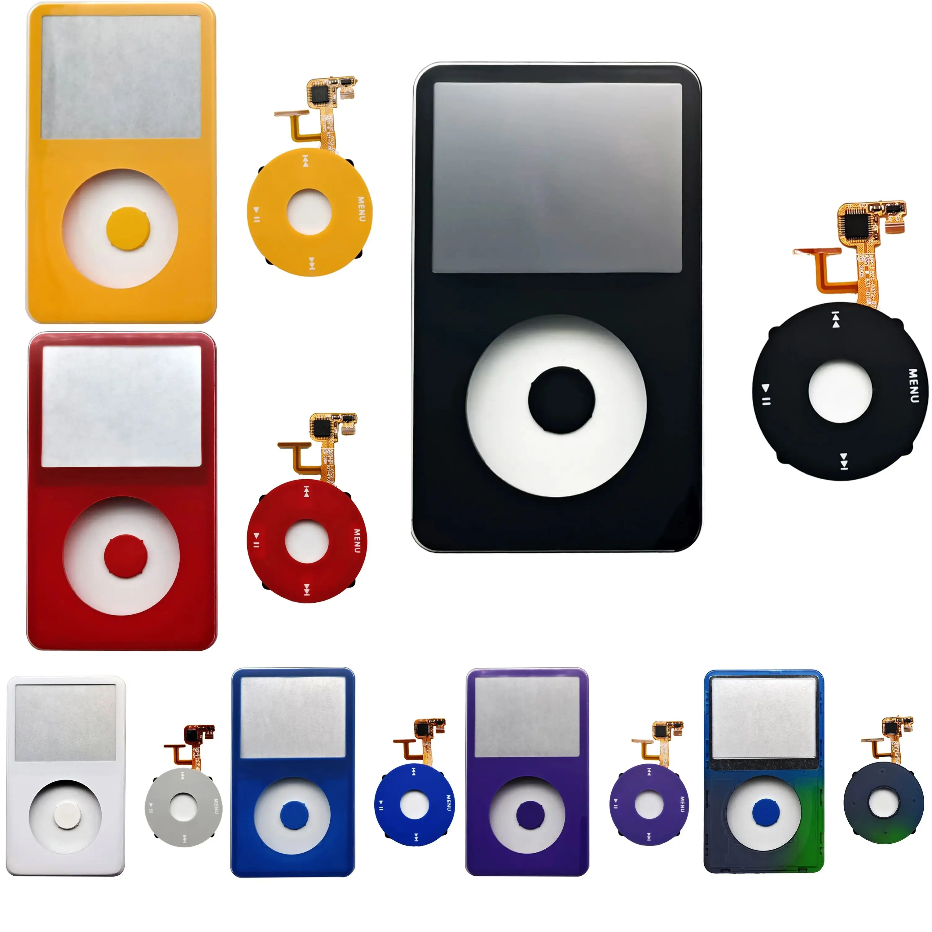 Plaque frontale avant pour iPod 5e génération, couvercle de boîtier multicolore avec roue à clic et bouton central pour iPod Video 30 Go 60 Go 80 Go de remplacement