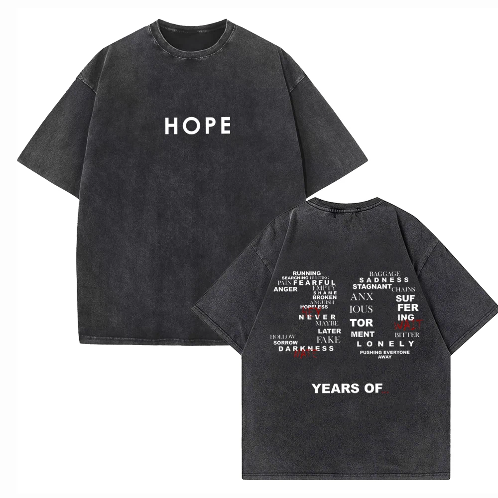 NF HOPE Lyrics Washed T-shirt NF Merch HOPE Album Unisex Harajuku Tshirts