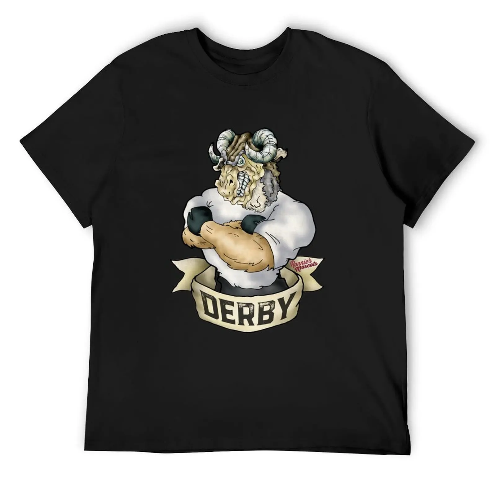 Футболка-талисман Derby County Ram, новые подарки и футболки с синим замком, забавные подарки, большие и высокие футболки для мужчин Футболка-талисман Derby County Ram, новые подарки и футболки с синим замком, забавные подарки, большие и высокие футболки для мужчин