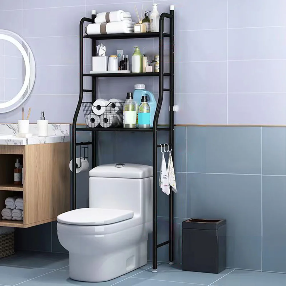Über der Toilette, Aufbewahrungsregal, 3 Etagen, platzsparende Badezimmer-Organizer und Aufbewahrung, Metall-Toilettenregal für Badezimmer, Waschküche
