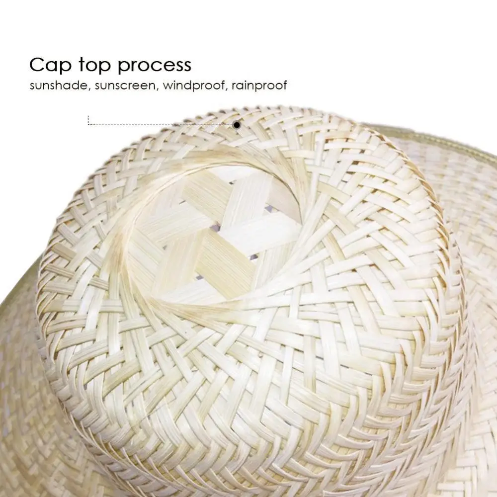 Hat Cap Women Men Bamboo Weave Summer Outdoor Sun Protection Wide Brim Straw Cap