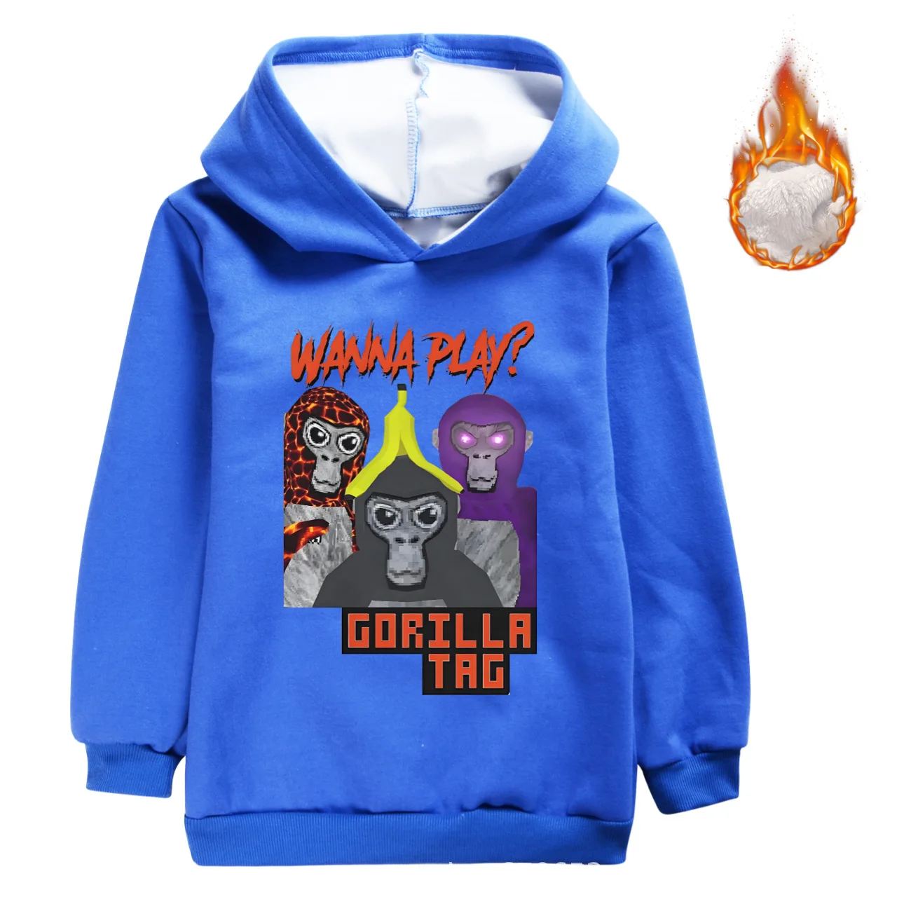 Gorilla Tag Clothes Kids Winter Fleece Hoodie Kids Cartoon Monkey Coats Boys Warm Hooded Down Coats Girls Plush Warm Outerwear