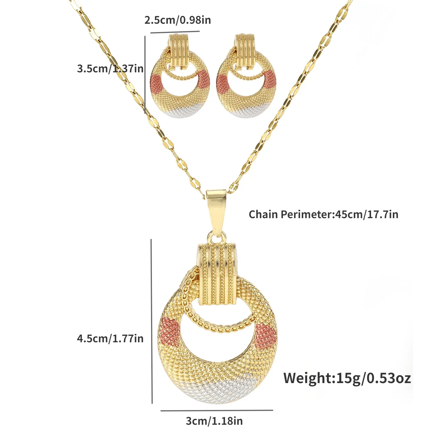 Stainless Steel Chain Geometry Pendant Choker Necklace Elliptic Stud Earrings For Women Fashion Party Jewelry Set  Accessories