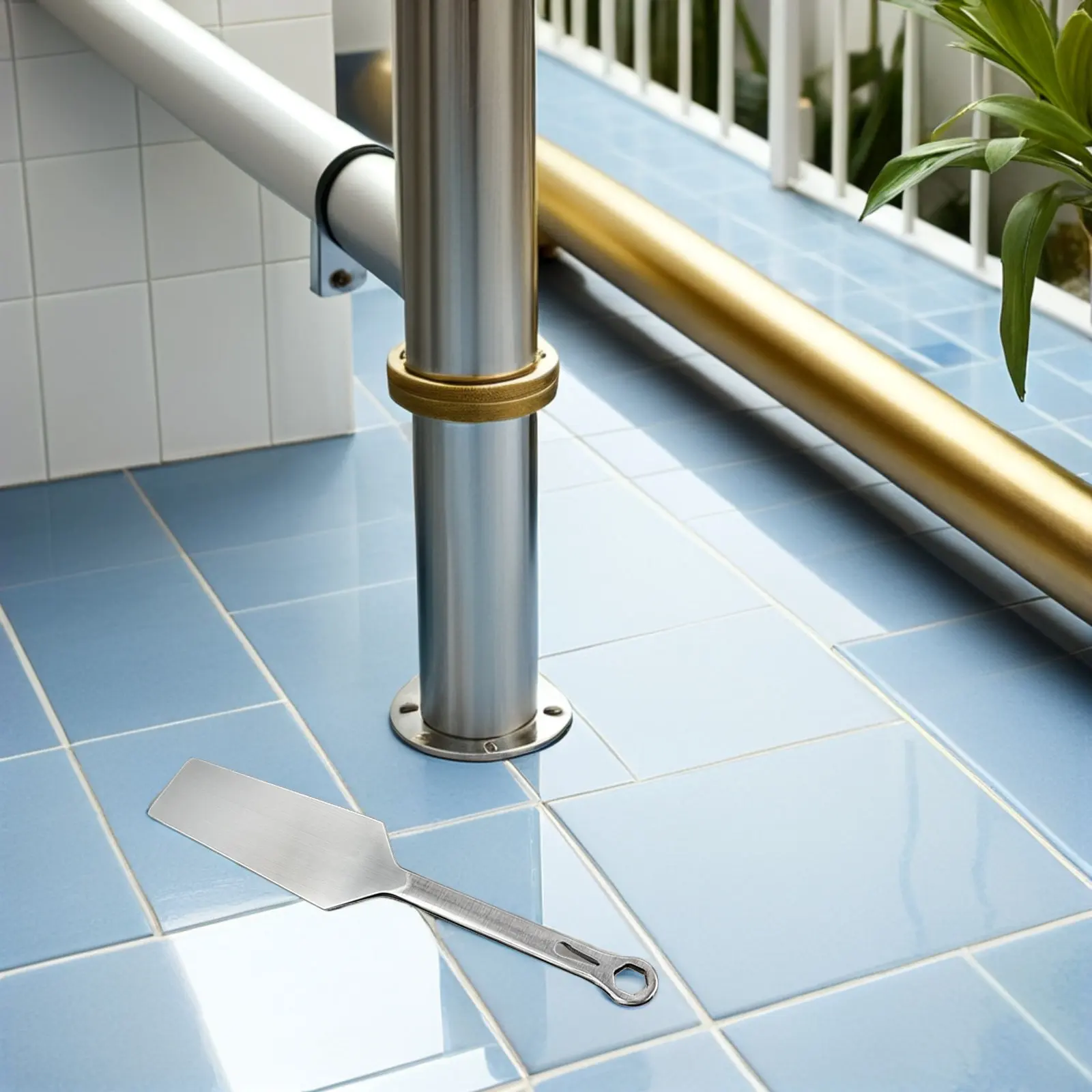

Stainless Steel Flat Masonry Trowel Dual-Blade Ergonomic Handle for Plaster Mortar Cement Tiling and Concrete Finishing Tasks