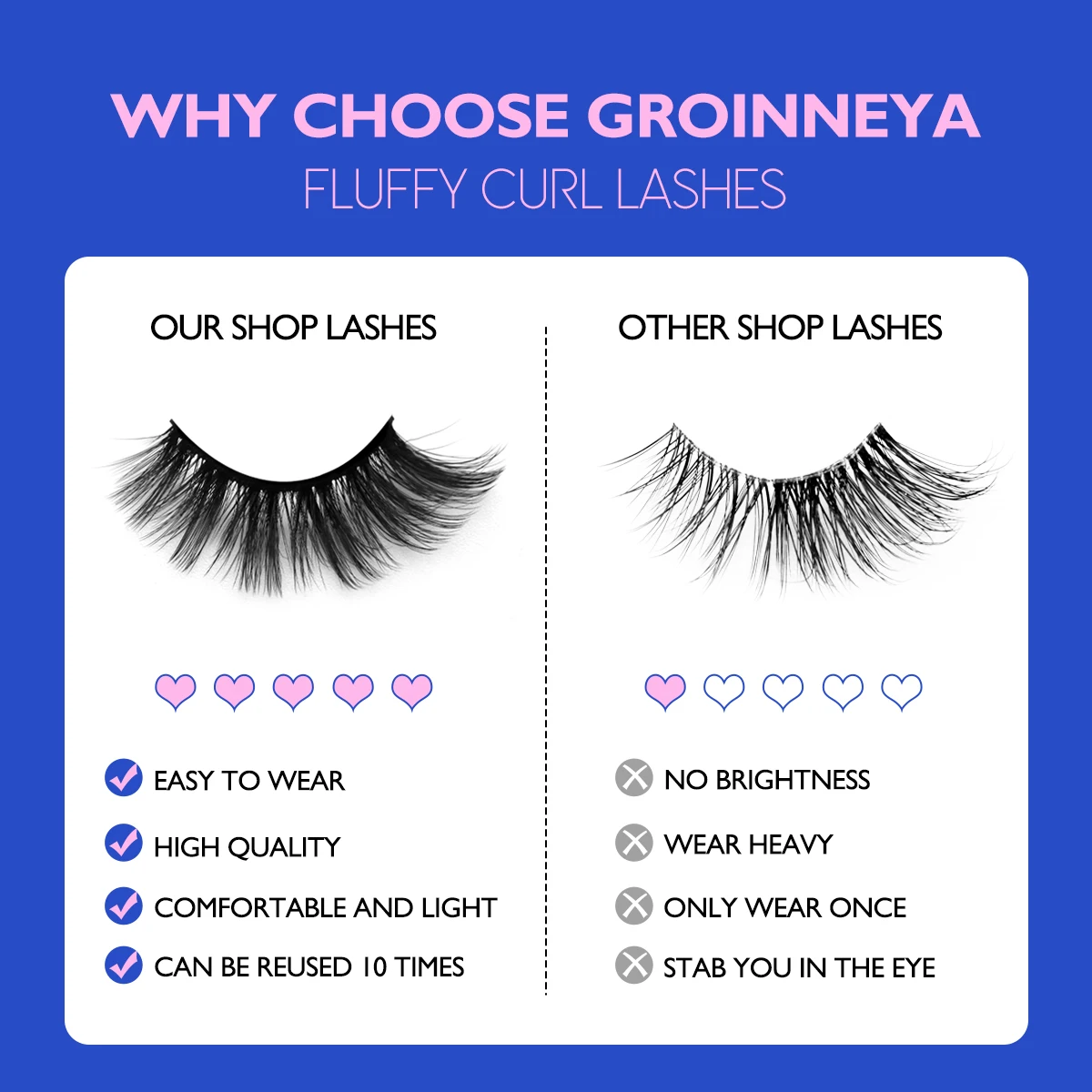 Lasvirey Fluffy Cat Eye Lashes 5D Fluffy Volume False Eyelashes Soft Wispy Natural Thick Full Strip Faux Mink Lashes Makeup