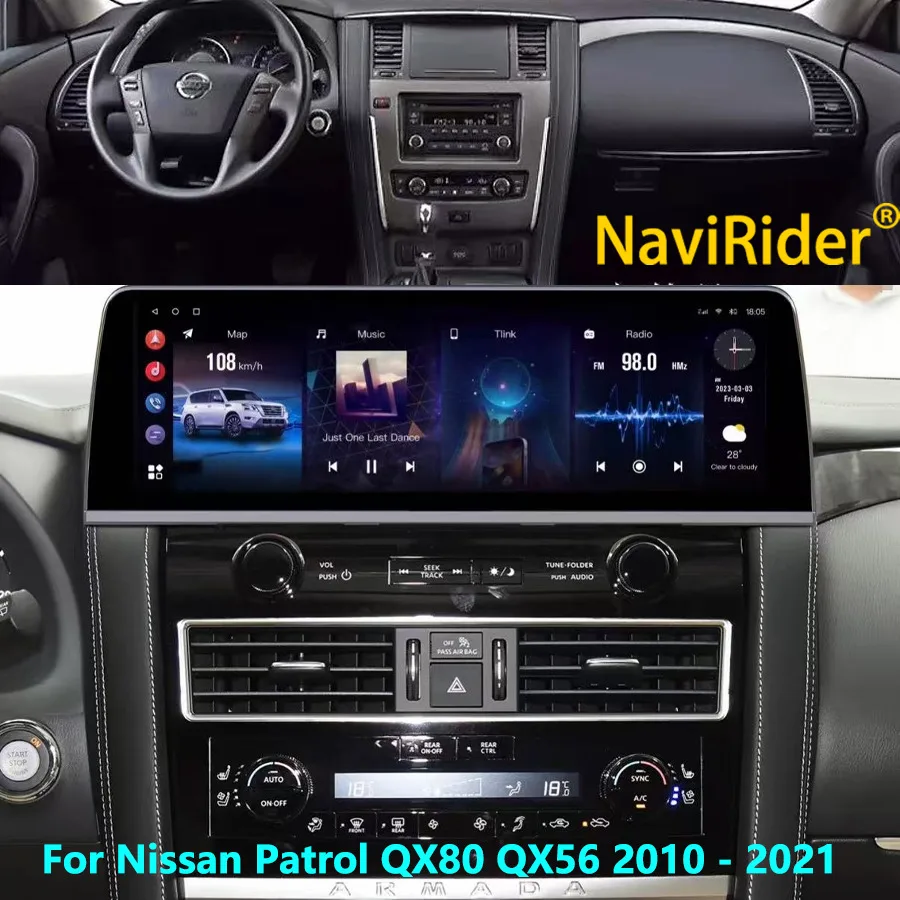 

Для Nissan Patrol QX80 QX56 2010-2021 Мультимедийный видеоплеер 16,3 дюйма Android 13 Автомобильный радиоприемник CarPlay Стерео GPS Navi Головное устройство