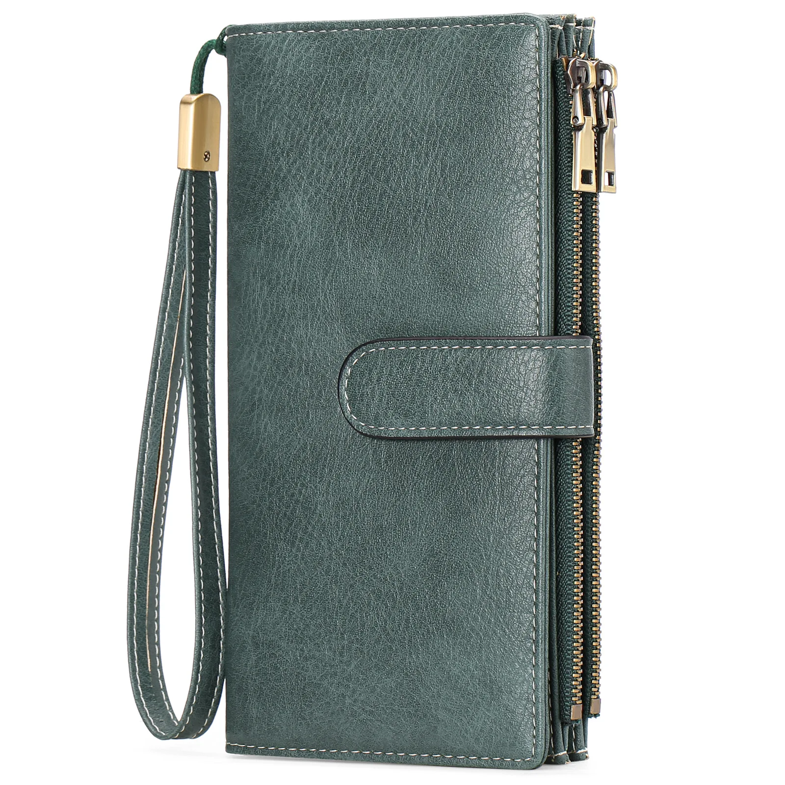 Retro Business Women's Long Wallet PU Leather Triple Fold Large Capacity Multi Card Slot Handbag Slot Ultra Thin Zipper Wallet