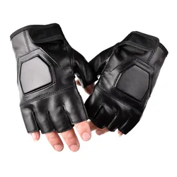 Leather Gloves Half Finger Non-Slip Outdoor Sports Riding Locomotive Motorcycle Street Dance Fighting Finger Fitness Gloves