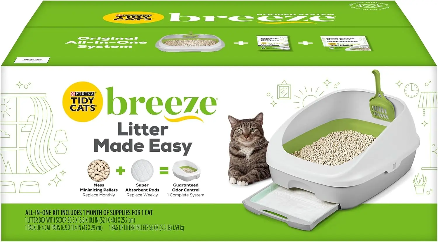 Litter Box System, BREEZE System Starter Kit Litter Box, Litter Pellets & Pads