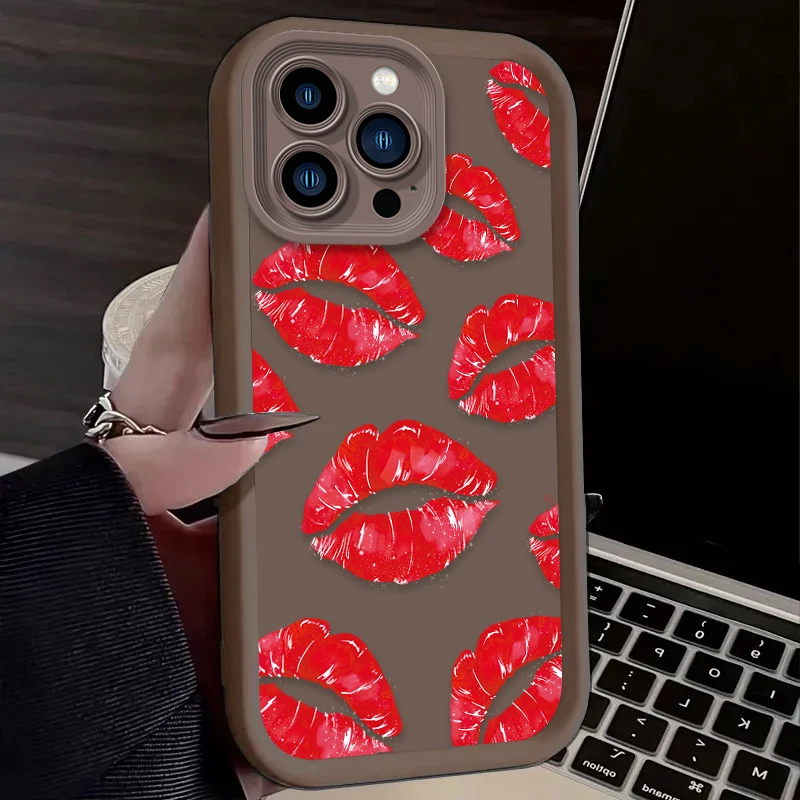 Sexy Girl Red Lips muslimah custodia per telefono per Xiaomi POCO X6 X5 X4 GT F3 F4 F5 M6 Pro X3 NFC Mi 13T 12T 11T 13 12 11 Lite 5G NE Cover opaca