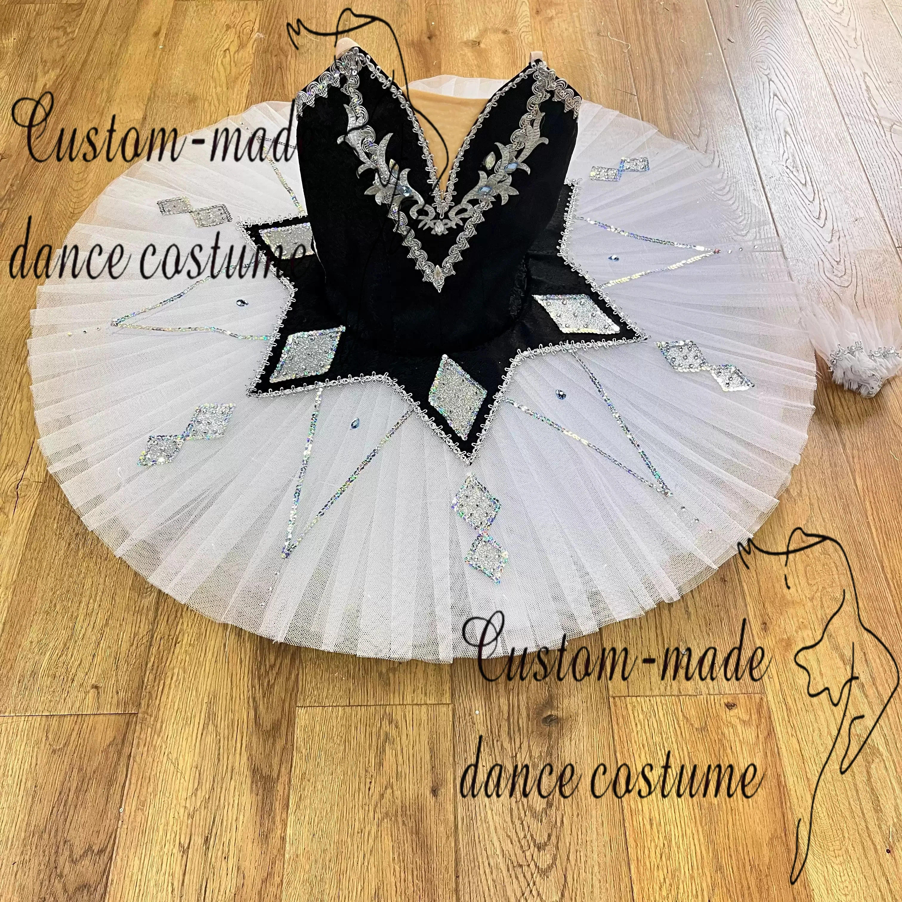 Customized black and white color scheme for millions of clown tutu ballet performance costumes