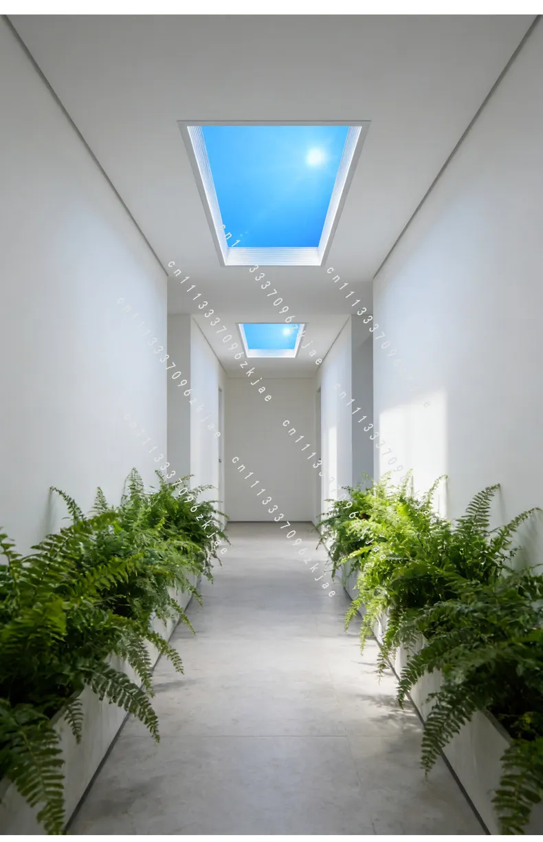 Ultra-Thin Blue Sky Panel Light Kitchen Bathroom, Natural Sunlight Recessed Ceiling Lamp, Smart Window Light for Indoor Ceiling