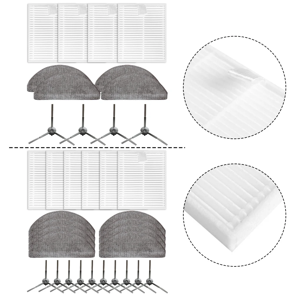 1 ensemble de filtres tissus de vadrouille brosses latérales pour aspirateur robot Vyzzle D10 outils de nettoyage ménager brosse filtre Kit de tissu de vadrouille