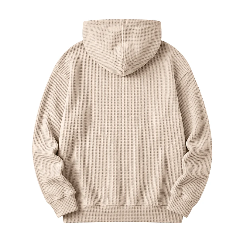 Herren Frühling und Herbst Einteiliger Waffel-Strick 1/4 Reißverschluss Lässiger Loser Kapuzenpullover, Geeignet für den Täglichen Gebrauch – Detail 11