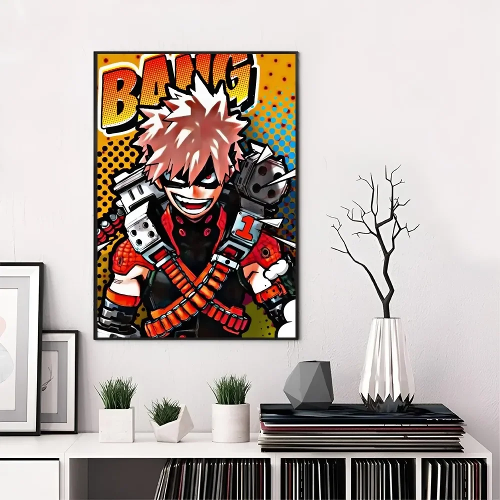 1 szt. Anime B-Bakugo Katsuki plakat samoprzylepna sztuka wodoodporna papierowa naklejka kawiarnia Bar dekoracja ścienna do pokoju