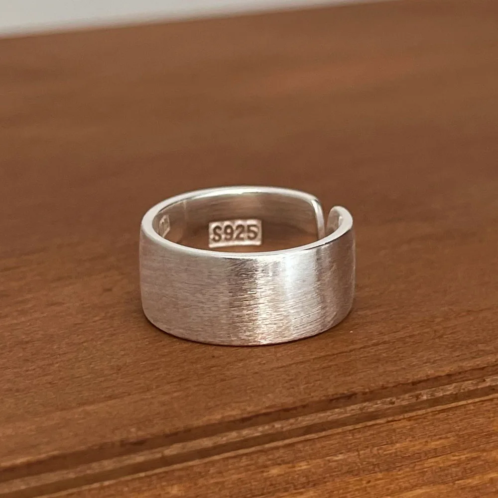 BF CLUB 925 sterling zilveren ringen voor vrouwen eenvoudige vinger open vintage handgemaakte brede gladde ring allergie voor feest verjaardagscadeau