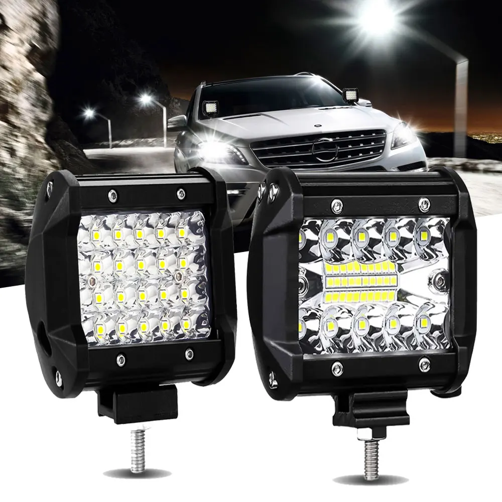 

4 Inch LED Work Light Lightbar 144w 12v 24v Flood Spotlight 6000k Combo Beam Light for Car Boat 4x4 Off Road SUV ATV