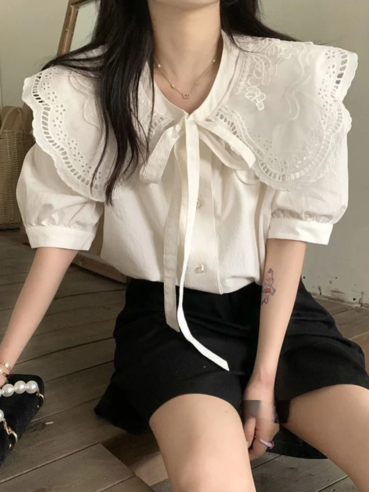 

Sweet Doll Collar Bubble Sve irt Women's Faion Design Winter 2025 Slim Fit Korean Sle Commute Antioxidant ort Sve