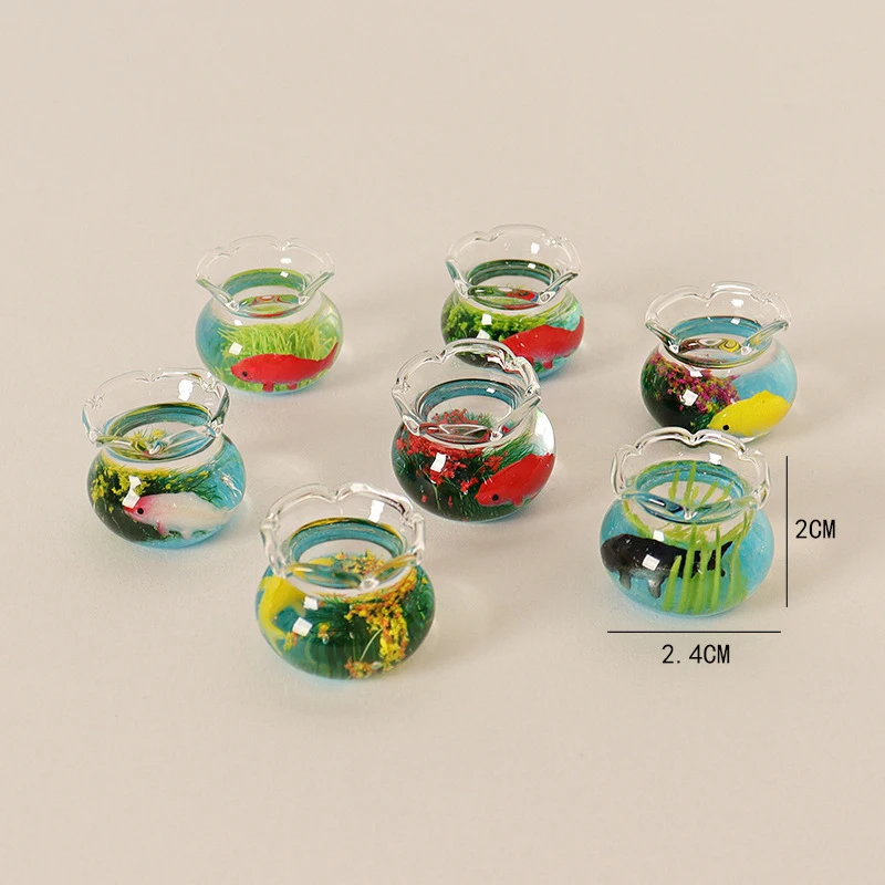 Miniature Items Glass Fish Tank Bowl Aquarium For 1/6 1/12 Dollhouse Accessories Home Ornament Decals Girls Toys