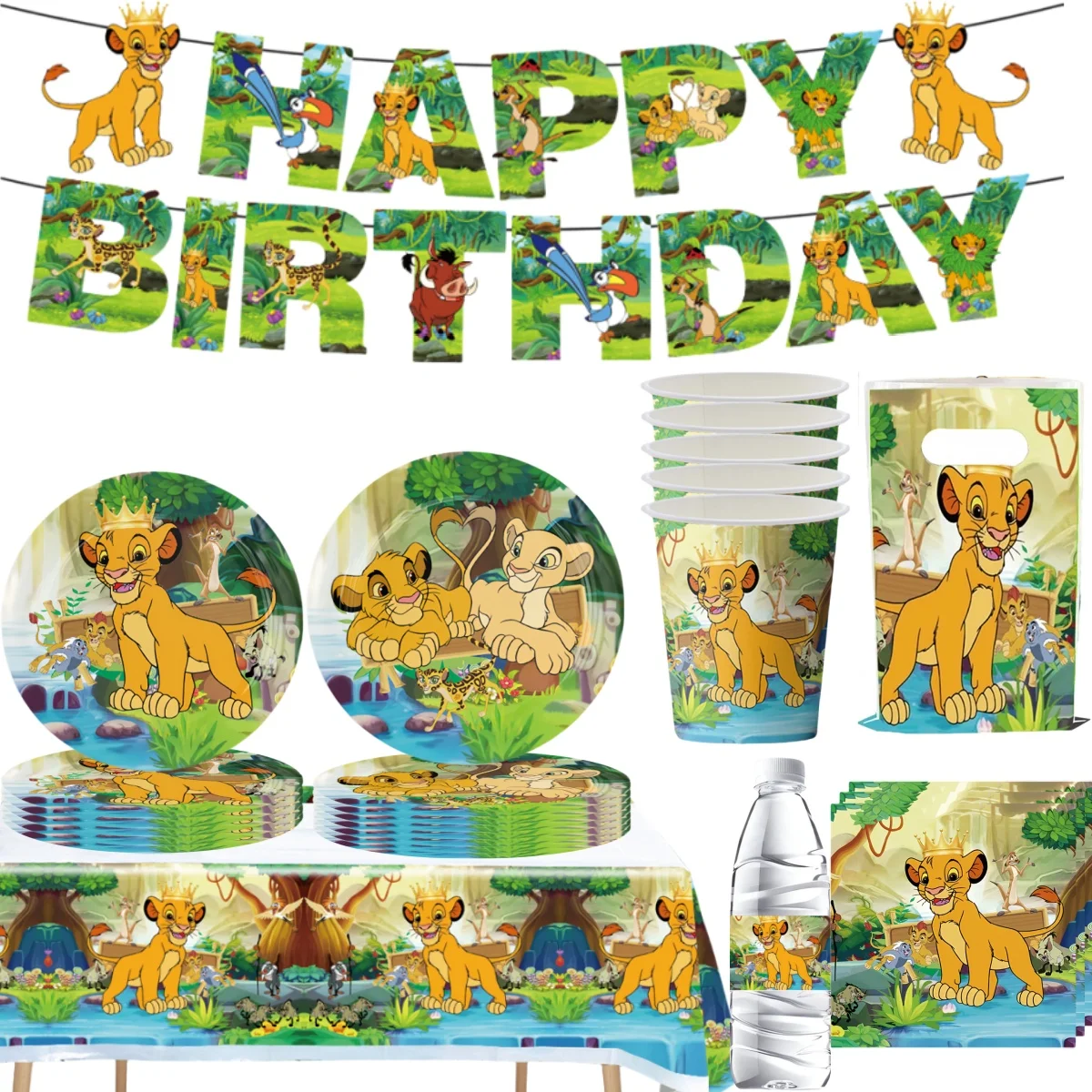 

Disney Lion King Birthday Party Decoration 20pepole Simba Disposable Tableware set Tablecloth Plate Kids Favors Party Supplies