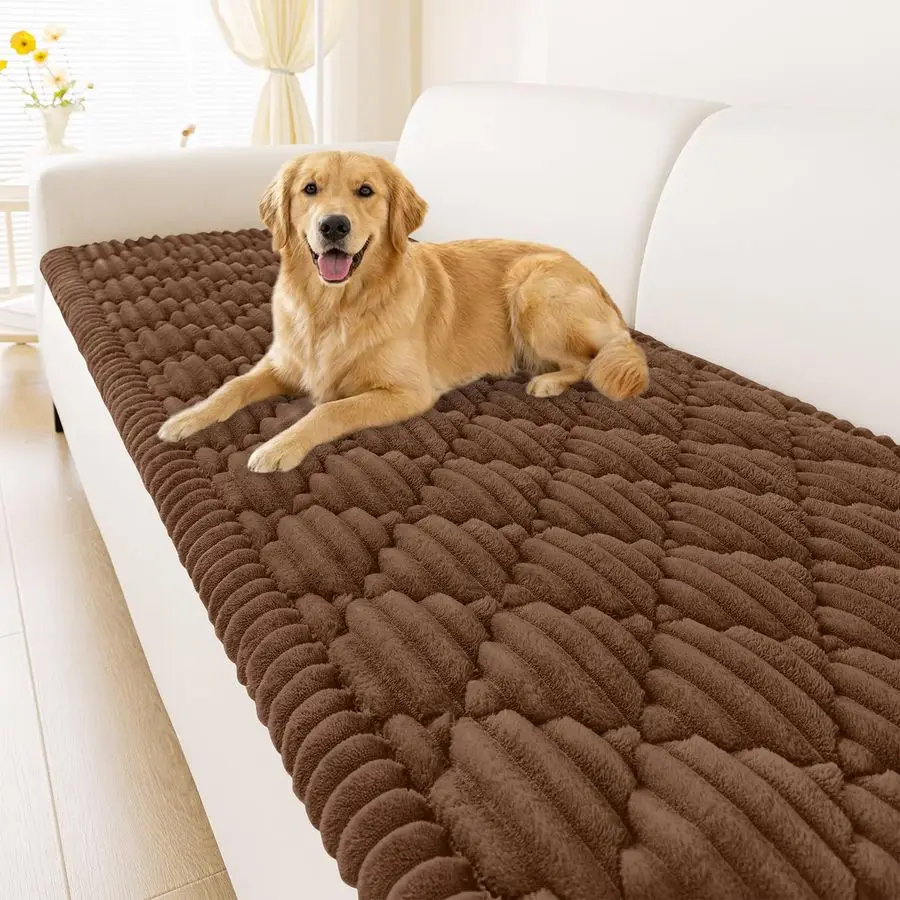 

Чехол для дивана для собак, моющийся, нескользящий, пушистый, для диванов с 3 подушками, подходит для домашних животных, мягкий, толстый, защитный чехол для мебели.