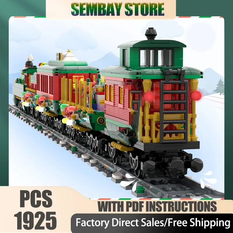 

Городской Moc, строительные кирпичи, модульная рождественская модель экспресс-поезда, технологические блоки, рождественские игрушки «сделай сам», строительные сезонные подарки