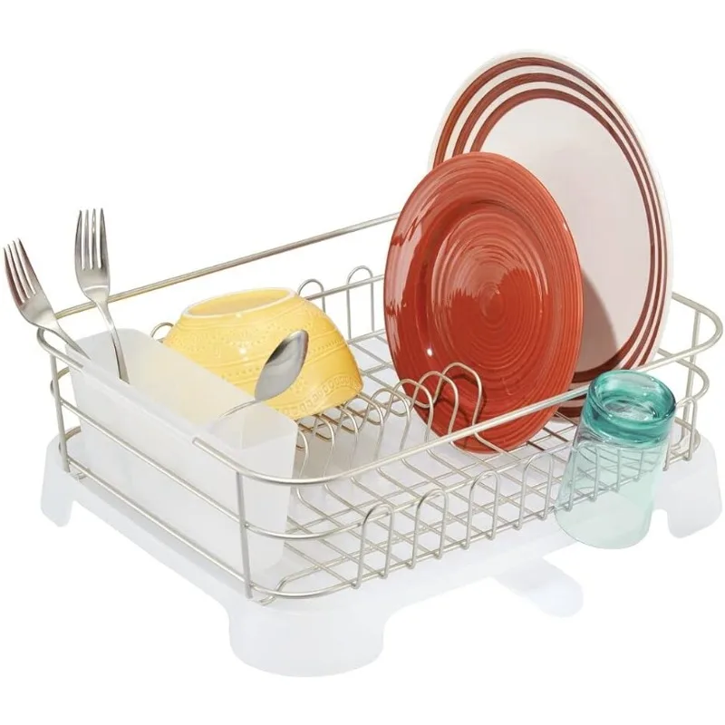 

Alloy Steel Sink Dish Drying Rack Holder w/Plastic Swivel Spout Drainboard Tray- Dish Rack/Dish Drainer Storage Organizer