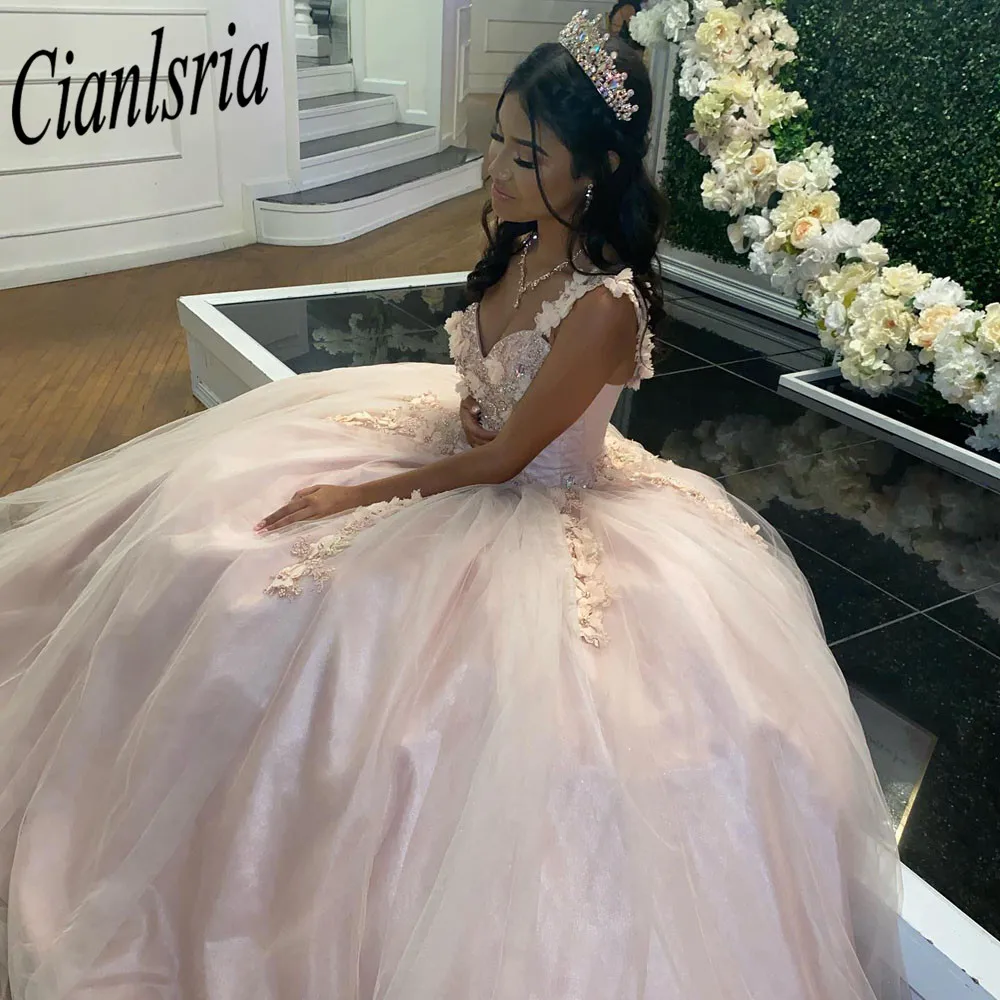 Vestido de fiesta de Quinceañera rosa, traje Formal de tul, 15 y 16 años