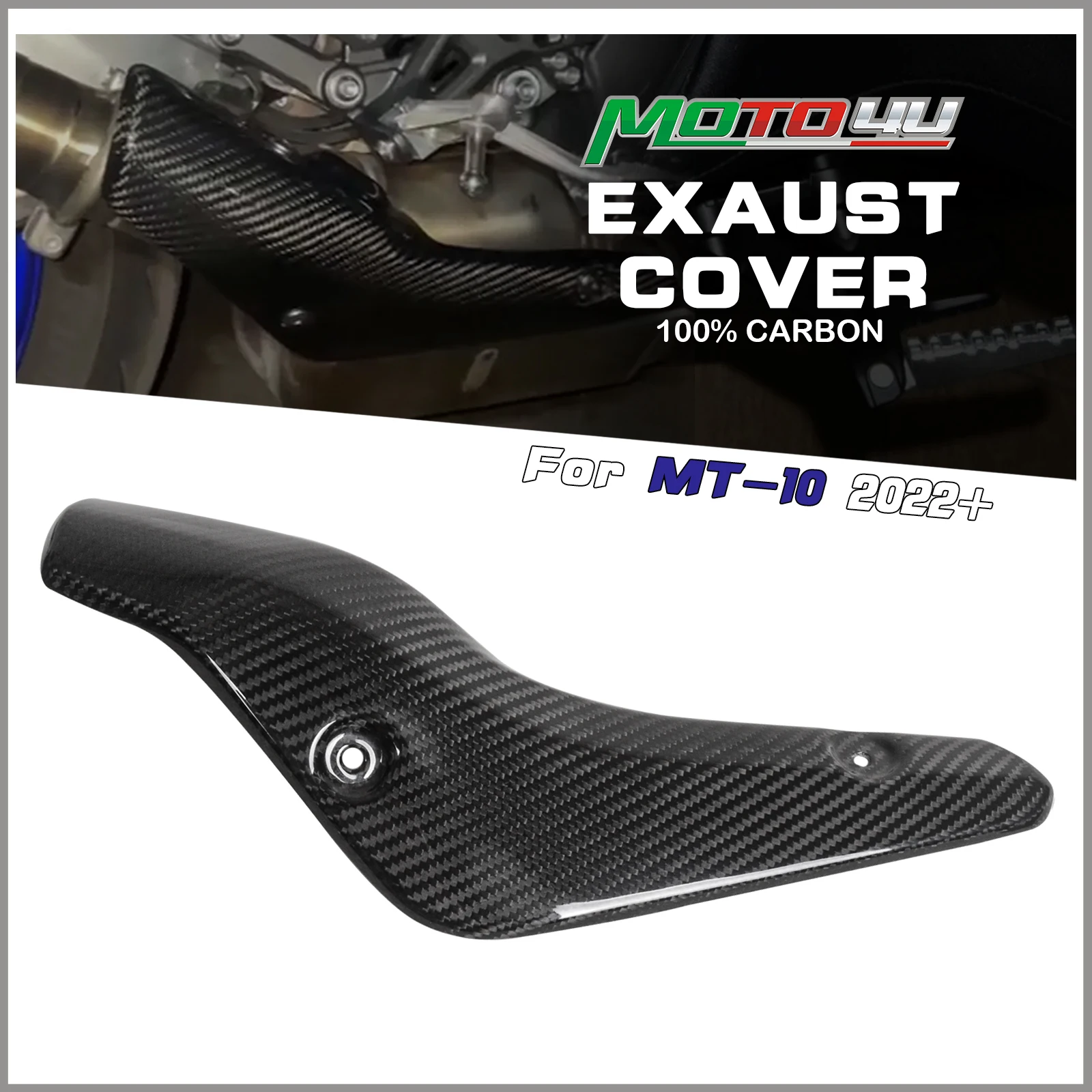 

MOTO4U For Yamaha MT-10 MT10 MT 10 2022 2023+ 100% Carbon Fiber Exaust Cover Motorcycle Exhaust Muffler Pipe Heat Shield Cover