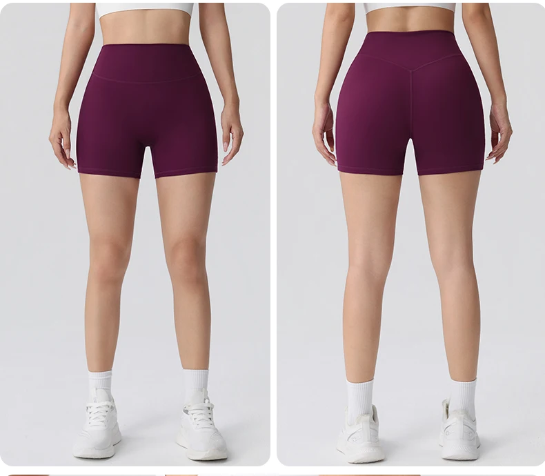 Sommer Damen High-Waist Atmungsaktive Yoga-Shorts Hochelastische Laufhose Leggings Radfahr-Workout Gym Sport-Shorts – Detail 9