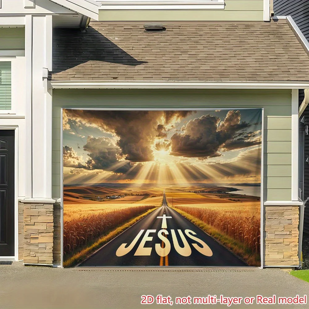 1 piece - Large/Extra Large Jesus Crossroads Scenic Religious Banner - Angel Theme High-Resolution Printingzyc