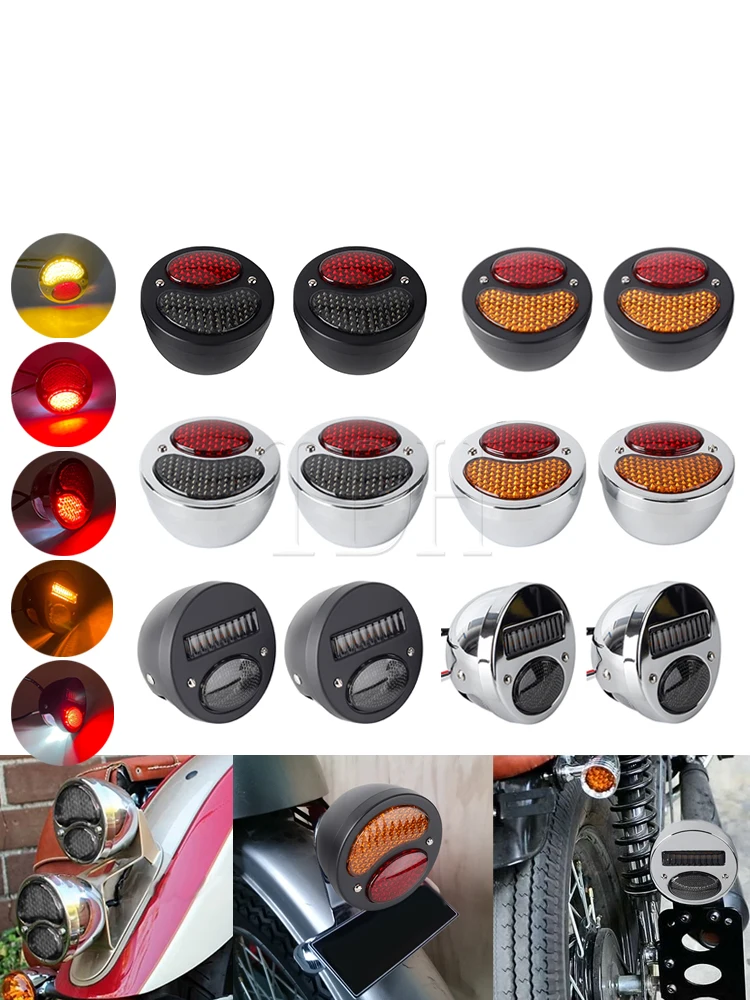 Enquêter arrière LED vintage pour touristes, clignotant personnalisé, indicateur d'arrêt arrière, feu arrière pour Harley Chopper Bobber 73Inboulon 12V, 2 pièces