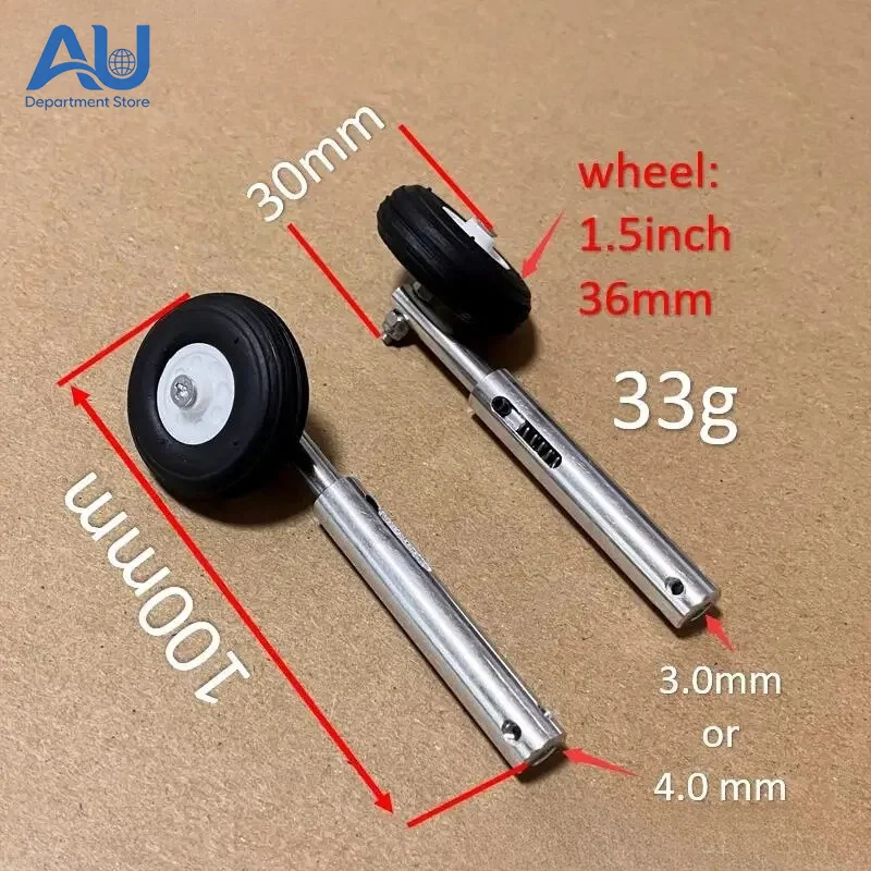 36mm PU Wheels H:100mm Lightweight Aluminum Alloy Anti-Vibration Landing Gears D3/4 for Retractable LG RC Airplane Models Parts