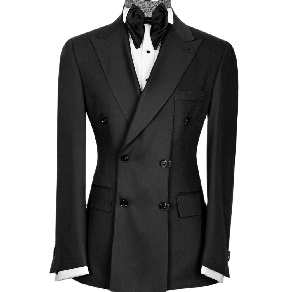 Slim Fit Men Suit 2 Pieces Smart Causal Male Clothing Black Split Blazer Coat Pants Elegant Latest Design Set