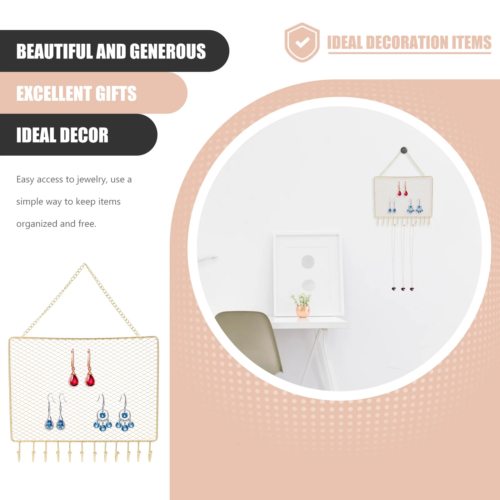 

Iron Jewelry Rack Hanging Earring Display Wall-Mounted Organizer Jewelry Stand Decorative Holder for Necklaces Ornaments