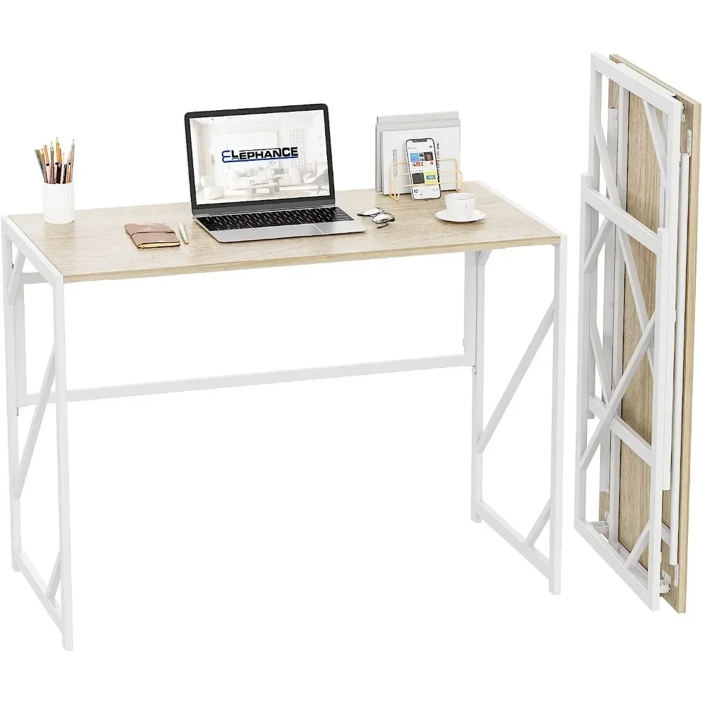 

Elephance Folding Desk Writing Computer Desk for Home Office, No-Assembly Study Office Desk Foldable Table for Small Spaces 39.4