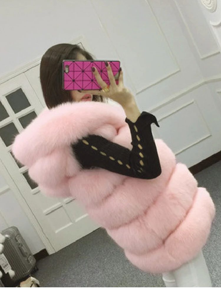 ZADORIN S-4XL Female Hooded Fur Coat Autumn Winter Thick Warm Faux Silver Fox Fur Vest Women High-Grade Cappa Fashion Cardigan