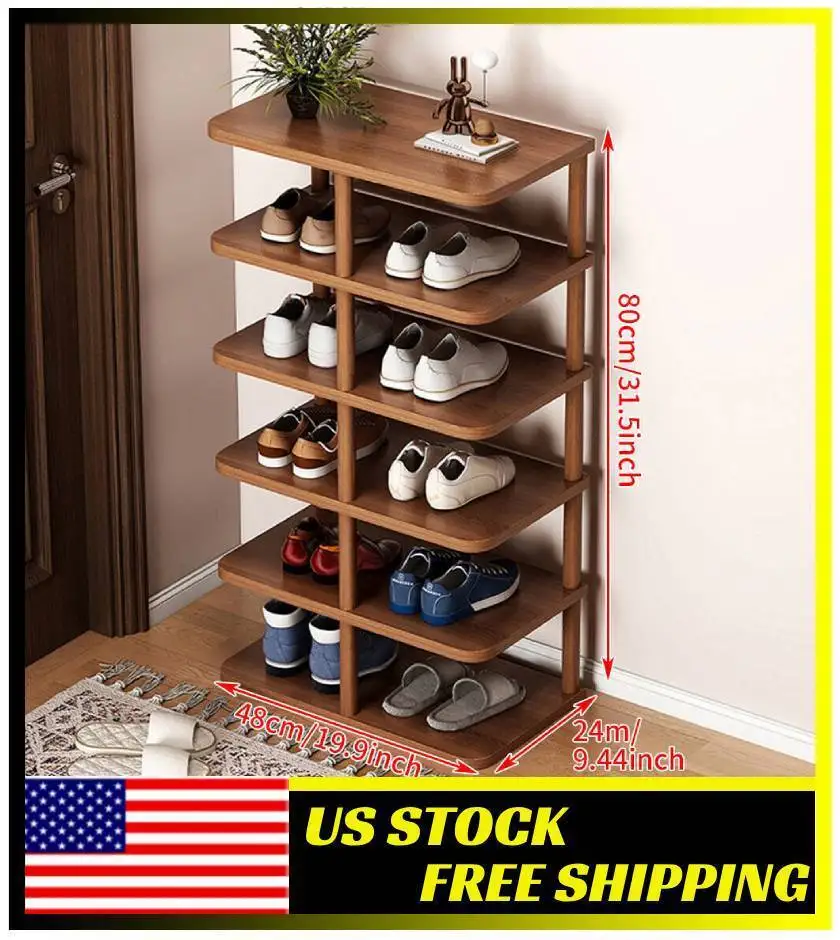 Wooden Vertical Shoe Rack Space Saving Storage Organiser Display for Entryway