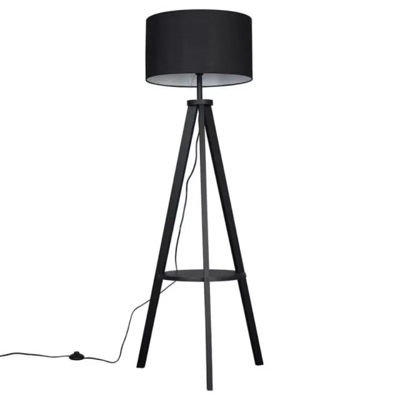 Pine Floor Light Shelf Floor Lighting TC Fabric Shade Living Room