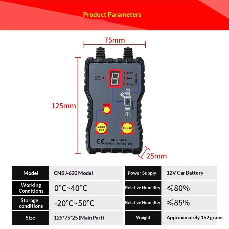 Car Fuel Injector Tester Portable 4 Pulse Mode Fuel System Scan Tool Automotive Cleaning Tool Kit Injector Flush Cleaner