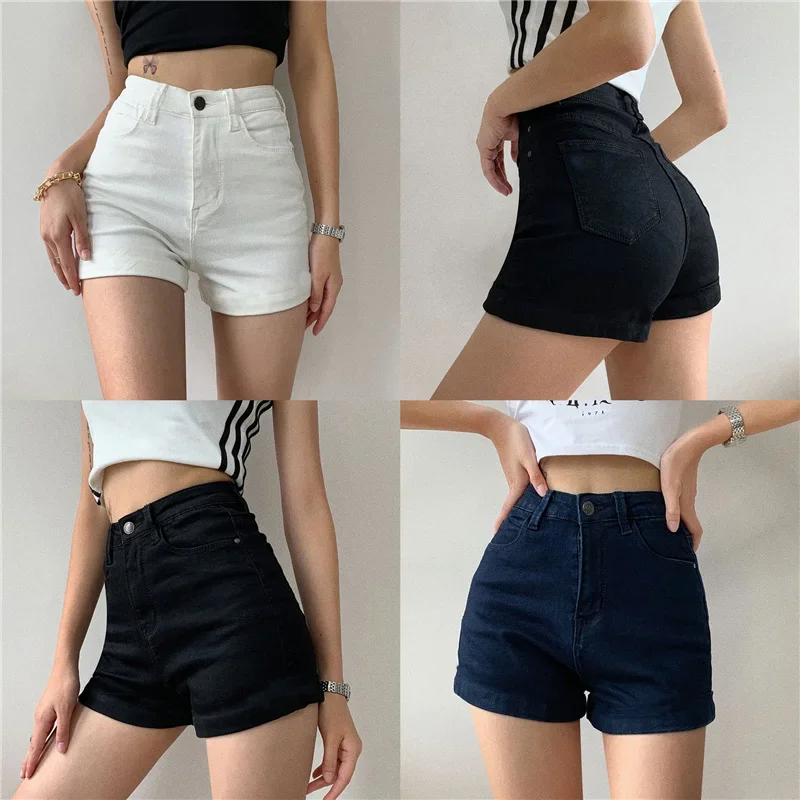 Shorts Women Solid Skinny Korean Style Elasticity New Fashion Slim Sexy Streetwear Denim Summer Hot Short Vinatge Womens Leisure