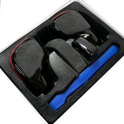 Perilla de palanca de cambios de cuero de gamuza, cubierta lateral, emblema DSG para VW Golf 6 7 R GTI Passat B7 B8 CC R20 Jetta MK6 GLI, Cromo Negro