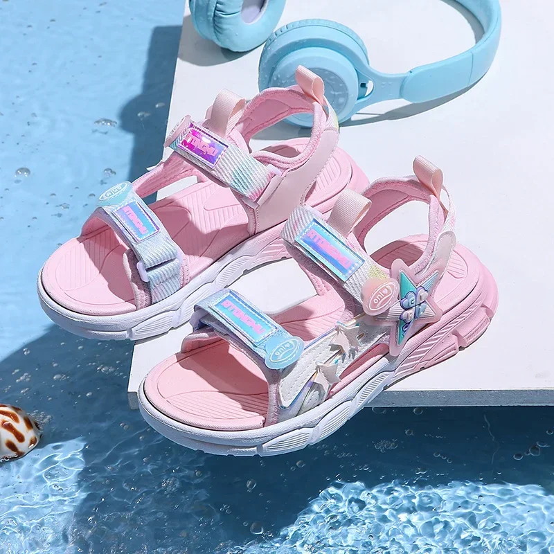 Cute Girls Pink Purple Sandals Summer Girls Sandals Fashion Light Soft Flats Toddler Infant Casual Beach Children Shoes Outdoor