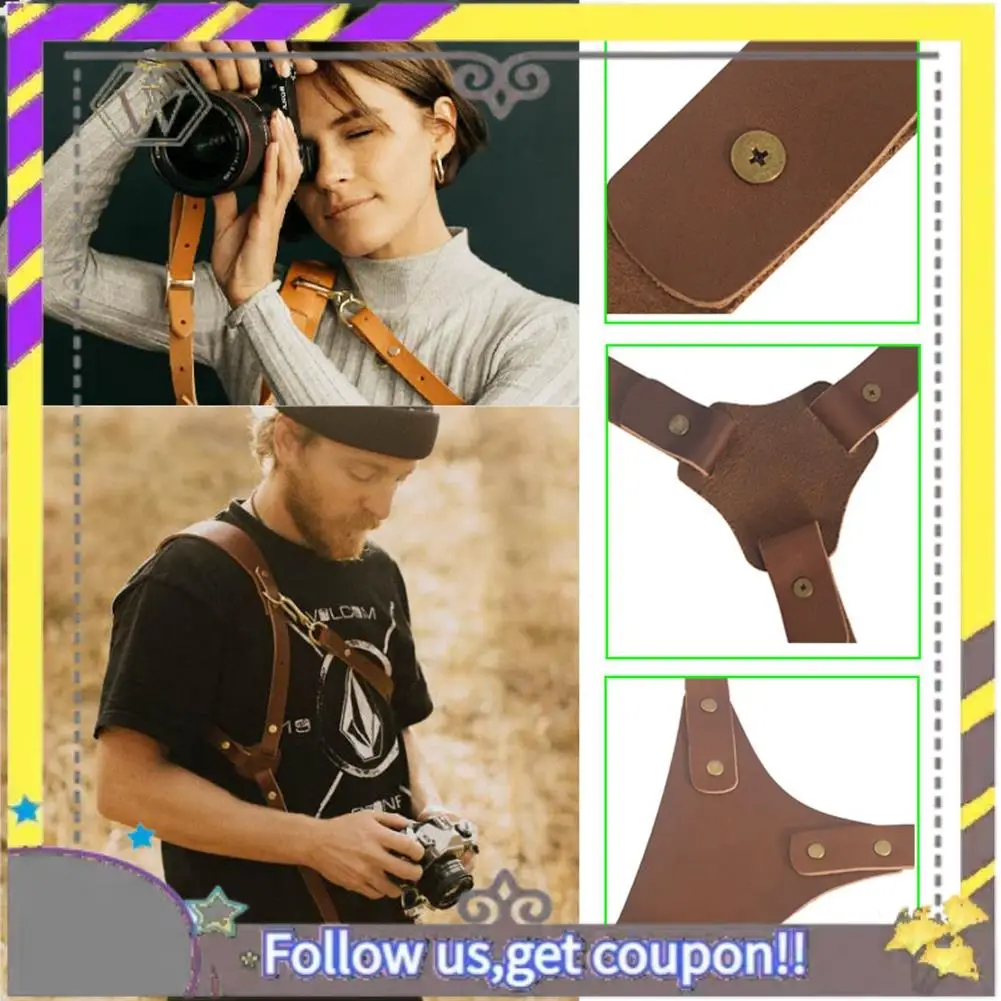 

New Camera Strap Leather Double Shoulder Leather Harness Strap Photography Gear For DSLR/SLR Camera